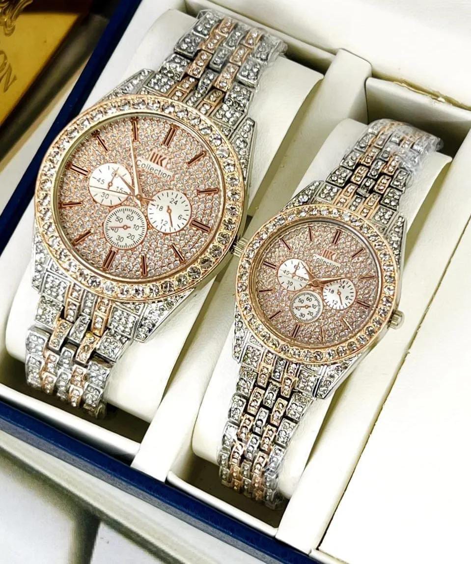 Stainless Steel Diamond Stone Couple Watches