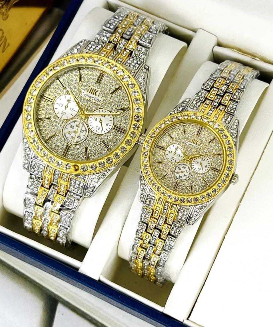 Stainless Steel Diamond Stone Couple Watches