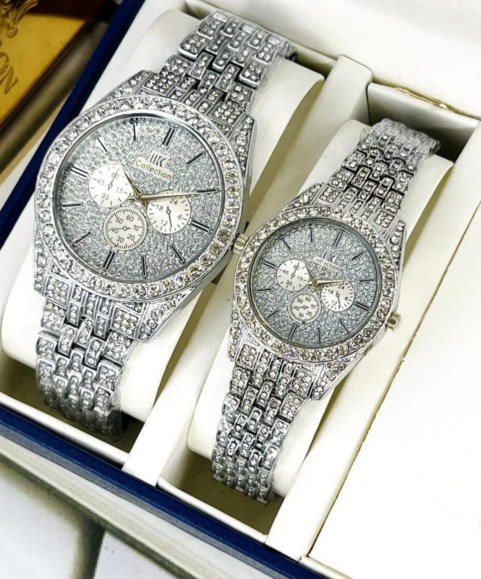 Stainless Steel Diamond Stone Couple Watches